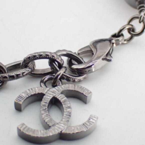 Chanel 2017A gunmental silver bracelet (18cm) with "pearl" and adjustable clasp - Picture 3 of 5